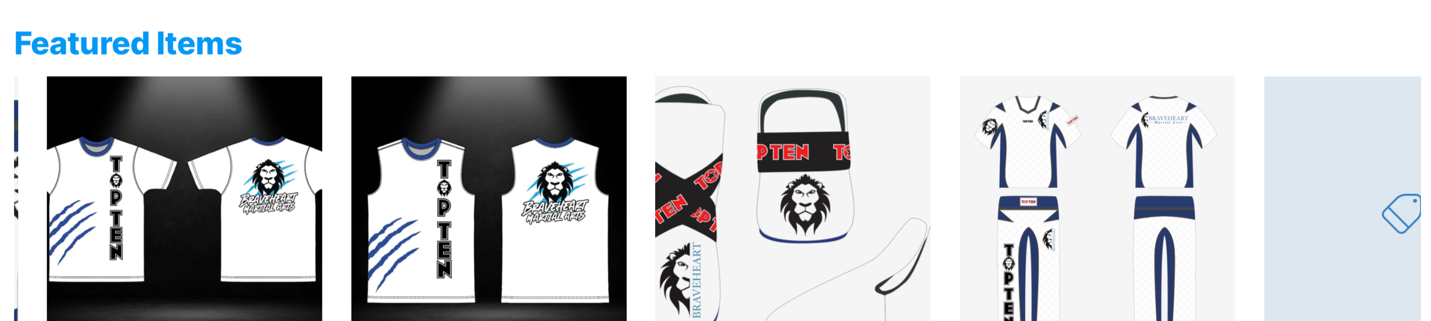 Braveheart TOP TEN shirts, sparring gloves and Kickboxing kit